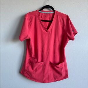 Med Couture Coral V-Neck Short Sleeve Scrub Top